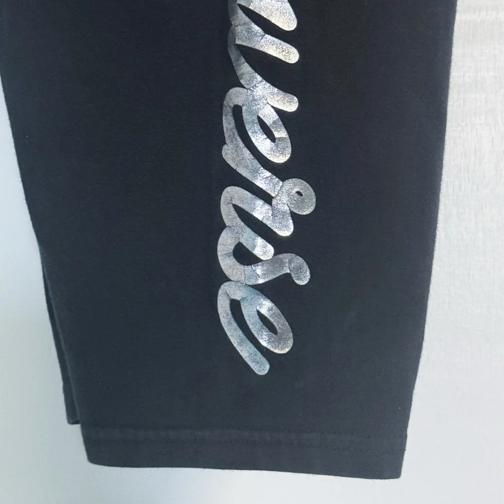 Converse Girls Biker Shorts 10/12 Black Silver Logo Stretch